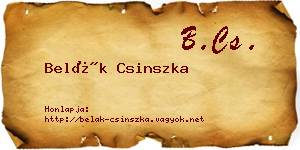 Belák Csinszka névjegykártya
